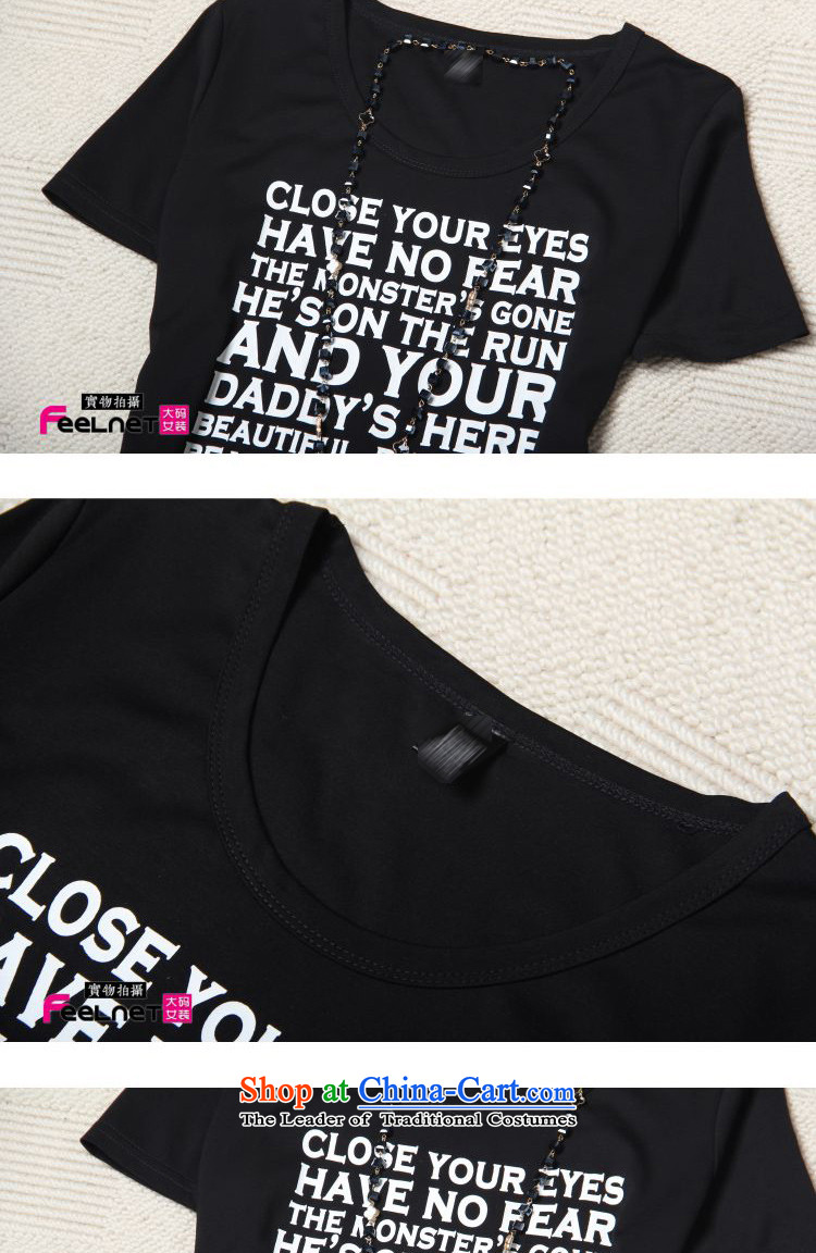 Clearance feelnet Korea version 2015 XL female new mm thick long loose wild letters short-sleeved T-shirt large black 3XL 21.8 picture, prices, brand platters! The elections are supplied in the national character of distribution, so action, buy now enjoy more preferential! As soon as possible.