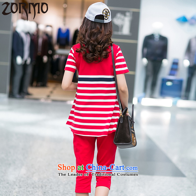 2015 Summer ZORMO new Korean ladies casual wear kit fat mm to xl t-shirt + trousers Red 2 Piece XXL 130-145 catty ,ZORMO,,, shopping on the Internet