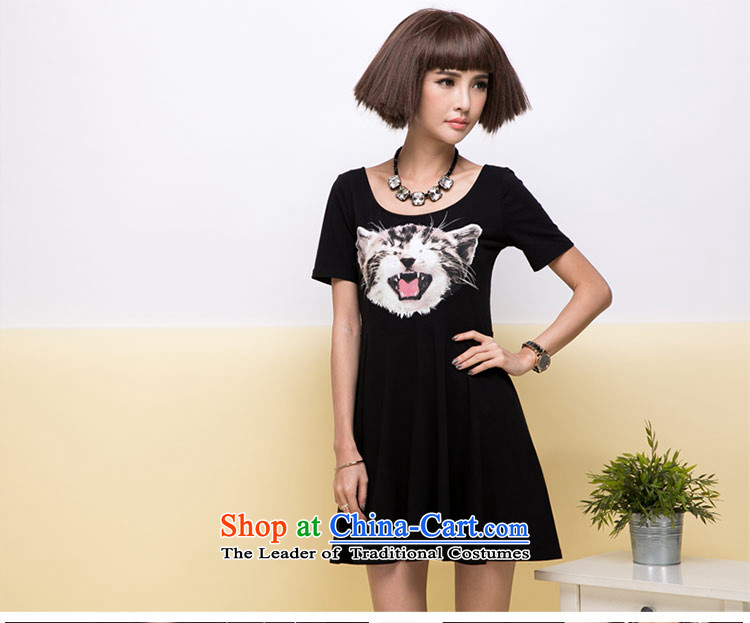 Amista Asagaya Gigi Lai summer large MM thick female cats Mimi stamp round-neck collar short-sleeved black graphics thin cotton dress female Discontinuations/Creations 87 black XXL picture, prices, brand platters! The elections are supplied in the national character of distribution, so action, buy now enjoy more preferential! As soon as possible.