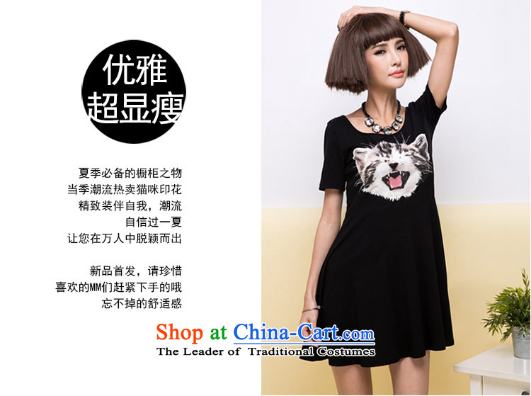 Amista Asagaya Gigi Lai summer large MM thick female cats Mimi stamp round-neck collar short-sleeved black graphics thin cotton dress female Discontinuations/Creations 87 black XXL picture, prices, brand platters! The elections are supplied in the national character of distribution, so action, buy now enjoy more preferential! As soon as possible.