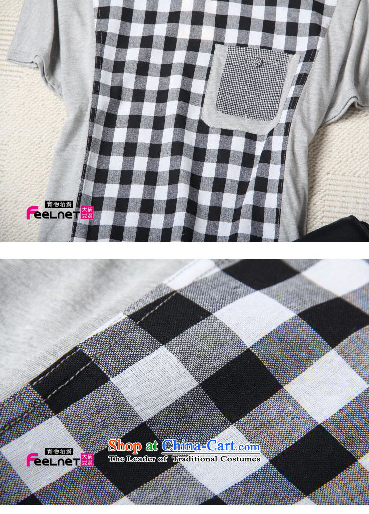 Clearance feelnet XL 2015 Summer new Korean bat sleeves loose grating stitching short-sleeved T-shirt large gray 5XL 2 127 pictures, prices, brand platters! The elections are supplied in the national character of distribution, so action, buy now enjoy more preferential! As soon as possible.