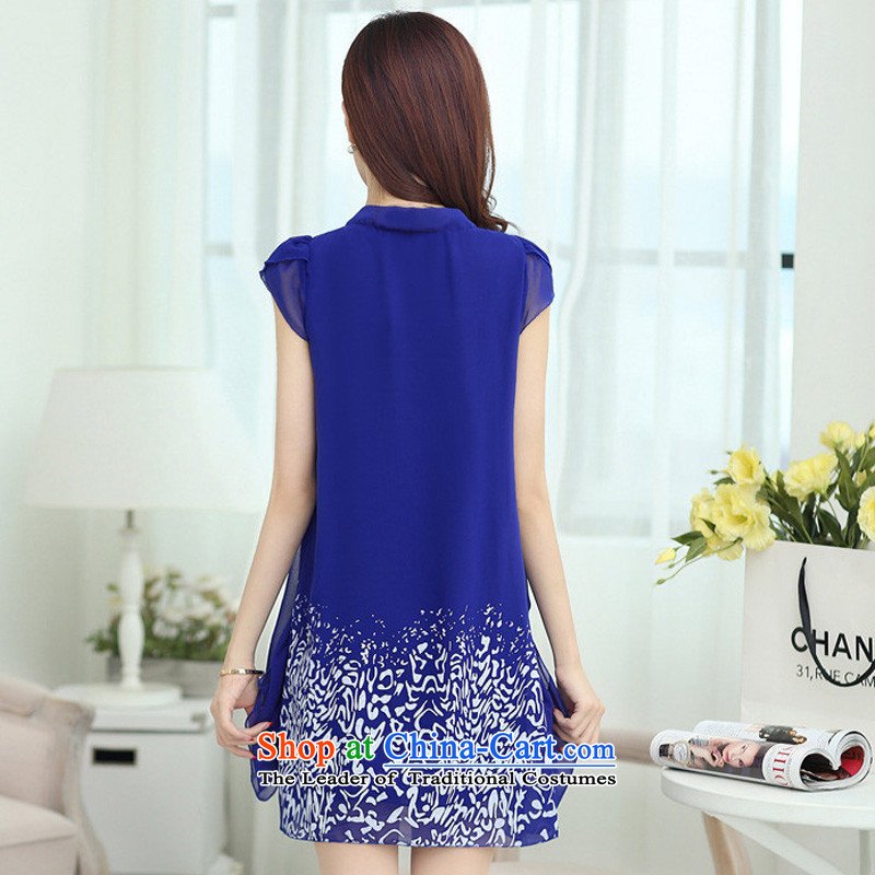 Thick mm summer new extra female candy colored dress to xl short-sleeved chiffon skirt temperament video thin dresses 311 Blue 4XL, Gwi Tysan shopping on the Internet has been pressed.