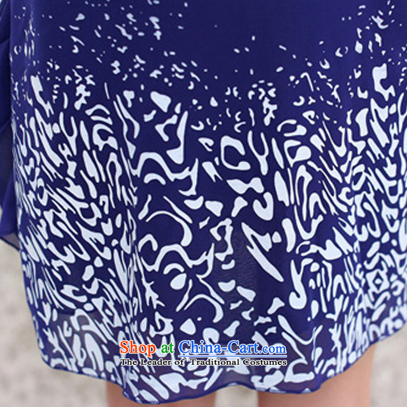 Thick mm summer new extra female candy colored dress to xl short-sleeved chiffon skirt temperament video thin dresses 311 Blue 4XL, Gwi Tysan shopping on the Internet has been pressed.