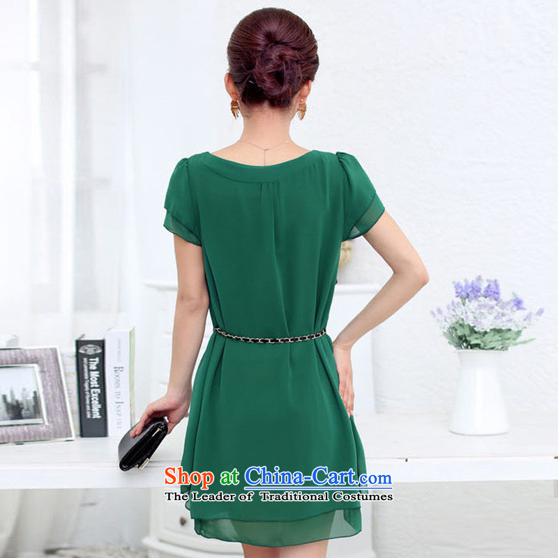 2015 mm thick summer new to xl short-sleeved blouses chiffon skirts graphics) thick MM THIN extra summer dresses 009 green 2XL, Gwi Tysan shopping on the Internet has been pressed.