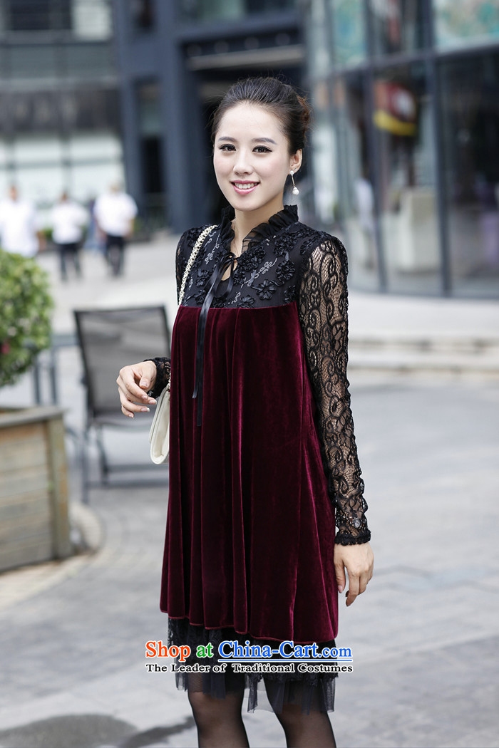 During the spring and autumn large female new MM thick gold velour lace stitching long-sleeved dresses BOURDEAUX XL Photo, prices, brand platters! The elections are supplied in the national character of distribution, so action, buy now enjoy more preferential! As soon as possible.