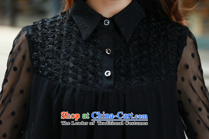 The new Korean version of the spring and autumn xl female chiffon stitching long-sleeved T-shirt lapel video thin black T-shirt shirt, forming the XL Photo, prices, brand platters! The elections are supplied in the national character of distribution, so action, buy now enjoy more preferential! As soon as possible.