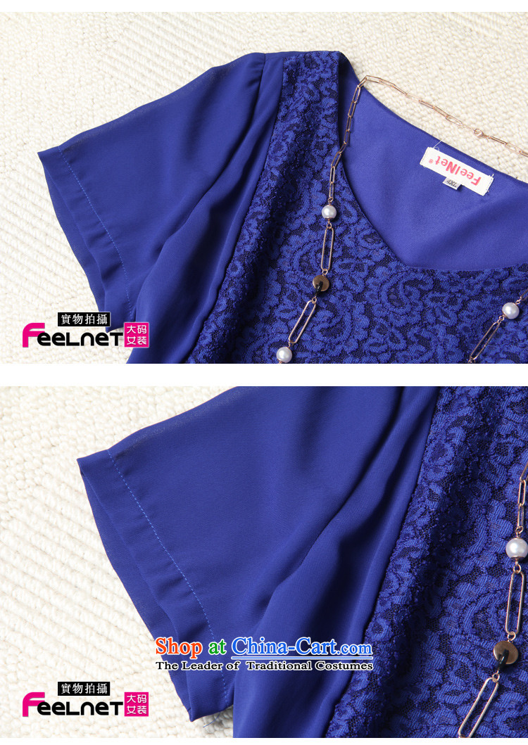 Clearance feelnet2015 xl female new m thick long summer ultra-sin chiffon lace spell short-sleeved shirt 1424 large blue code 5XL picture, prices, brand platters! The elections are supplied in the national character of distribution, so action, buy now enjoy more preferential! As soon as possible.
