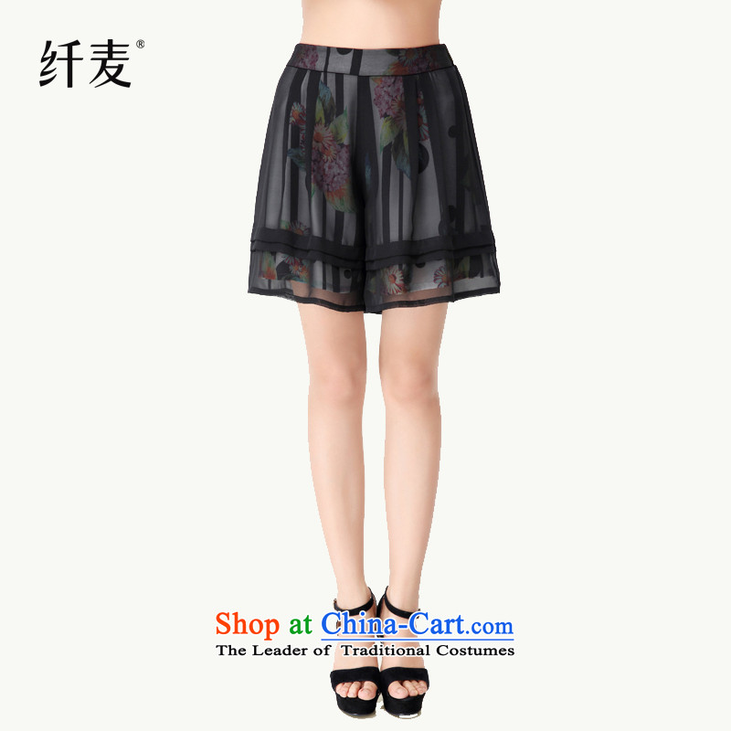 The former Yugoslavia Migdal Code women 2015 Summer new mm thick stylish european root yarn-flower fluoroscopy short skirts trousers412615XL black
