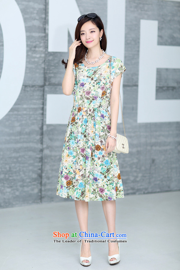 El-ju Yee Nga thick sister new summer fashion to intensify the long large female dresses YJ91381 Blue M picture, prices, brand platters! The elections are supplied in the national character of distribution, so action, buy now enjoy more preferential! As soon as possible.