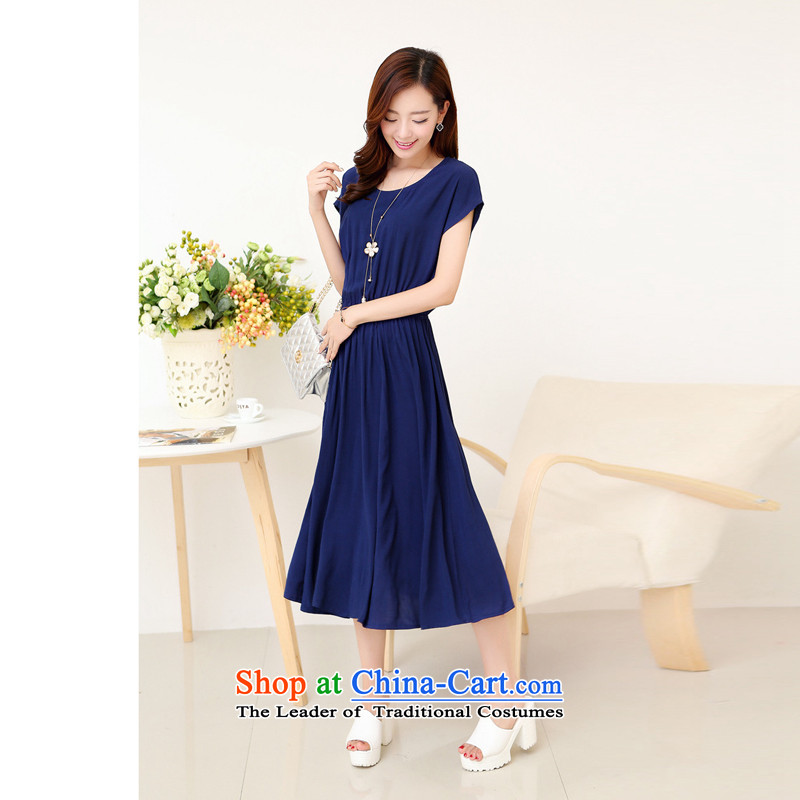 El-ju Yee Nga thick sister new summer fashion to intensify the long large female dresses YJ91381 Blue M el-ju Yee Nga shopping on the Internet has been pressed.