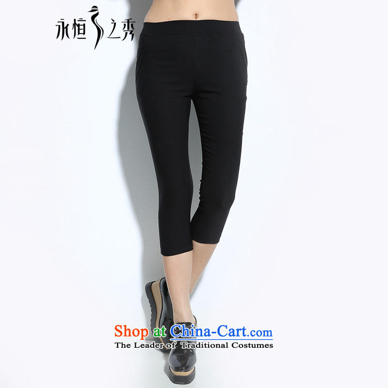 The Eternal Yuexiu code ladies casual Capri thick, Hin thin 2015 Summer new western minimalist atmosphere thick sister pencil pants to XL BlackXL