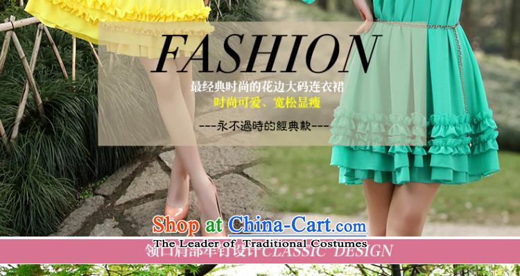 Manhattan for summer 2015 slavery new women's thick mm Korean loose to increase women's code chiffon short-sleeved dresses yellow to belt XXL 160-180 catty picture, prices, brand platters! The elections are supplied in the national character of distribution, so action, buy now enjoy more preferential! As soon as possible.