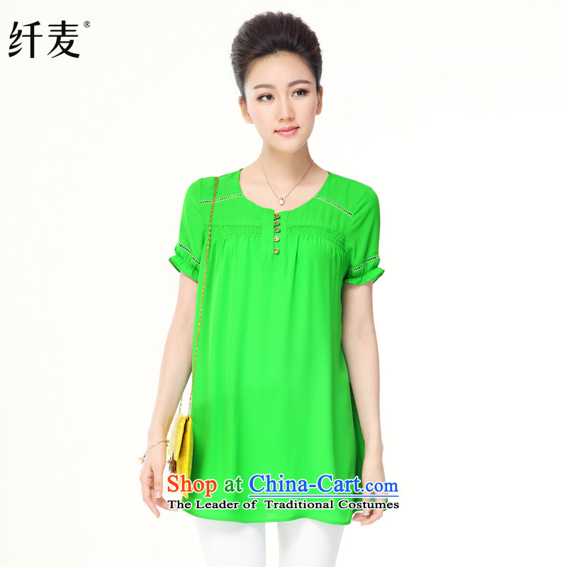 The former Yugoslavia Migdal Code women 2015 Summer new thick ice cream-colored relaxd stylish mm chiffon 41573 T-shirt  XXXXXL green