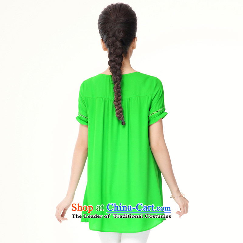 The former Yugoslavia Migdal Code women 2015 Summer new thick ice cream-colored relaxd stylish mm chiffon 41573 T-shirt  XXXXXL, green in the former Yugoslavia has been pressed Mak shopping on the Internet