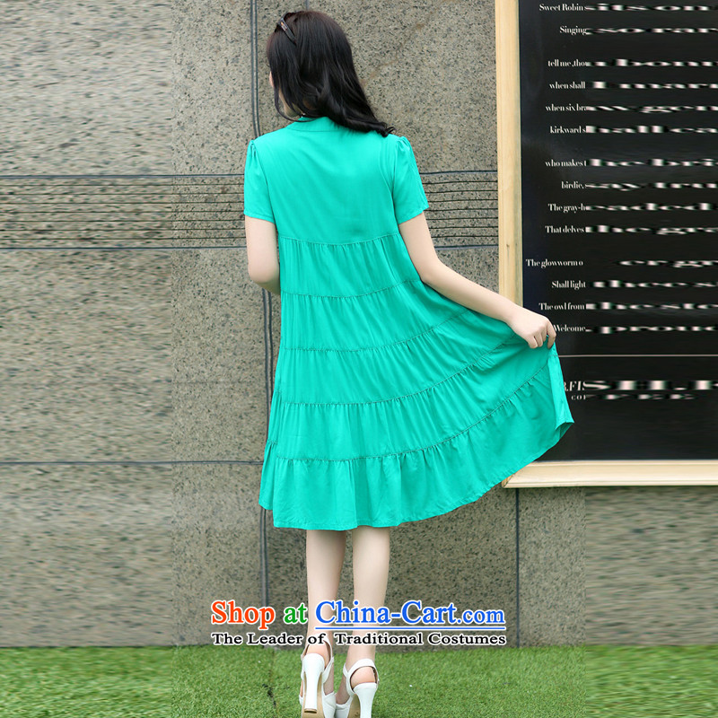 El-ju in Yee Nga long thick MM video thin 4XL new summer larger female to intensify the skirt YJ169 GREEN XXXL, el-ju Yee Nga shopping on the Internet has been pressed.