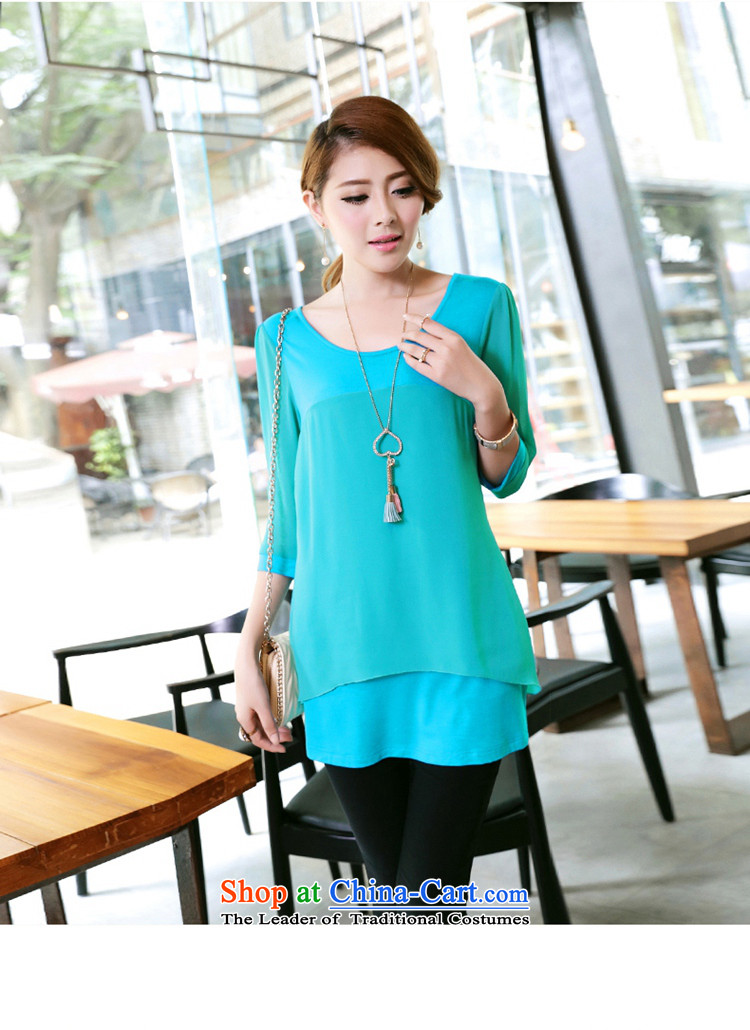 The lymalon Lehmann Summer 2015 new product version of large Korean women loose video decode thin chiffon stitching-sleeve T-shirt, green 3XL 2649 picture, prices, brand platters! The elections are supplied in the national character of distribution, so action, buy now enjoy more preferential! As soon as possible.