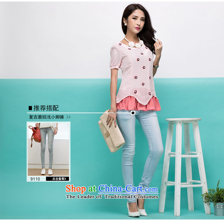 Amista Asagaya Gigi Lai summer large mm thick Korean women leave 2 color plane collision with nails PEARL FLOWER omelet chiffon shirt female 8736 pink XXL picture, prices, brand platters! The elections are supplied in the national character of distribution, so action, buy now enjoy more preferential! As soon as possible.