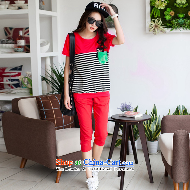 Szili Clinton larger women 2015 Summer new to increase female leisure wears thick MM pure cotton short-sleeved T-shirt, sports wear Capri female Korean version of SISTER red thick XL, Cecilia Medina Quiroga (celia dayton , , , shopping on the Internet