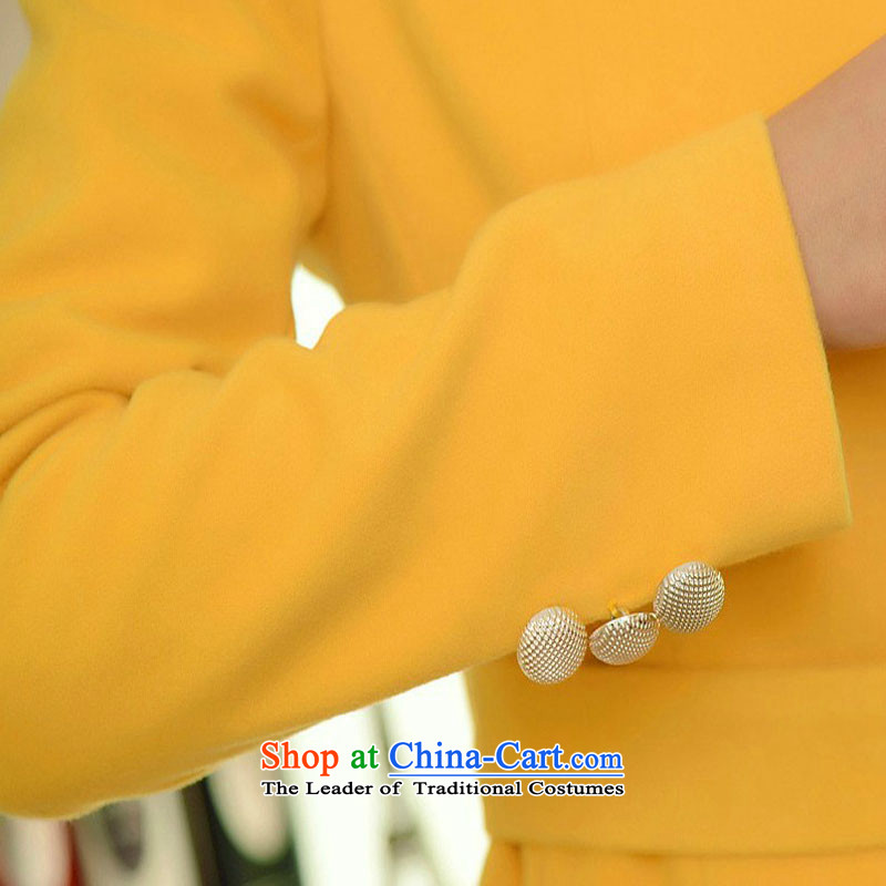 2015 Autumn and Winter Story 198 new Korean women's gross girls jacket? Long Sau San a wool coat female yellow , L, 0.5-10story shopping on the Internet has been pressed.