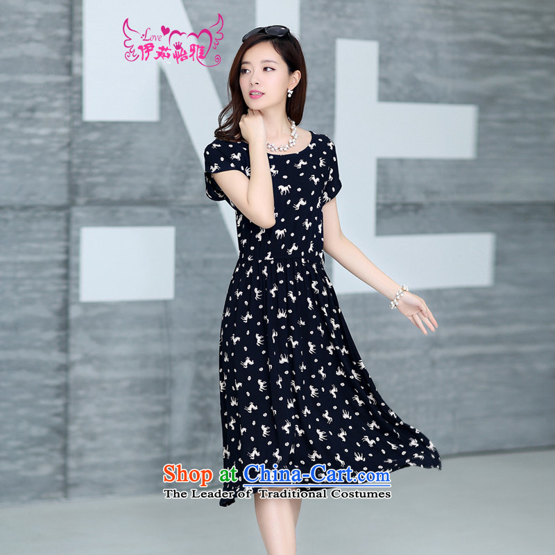 El-ju Yee Nga 4XL new summer larger women's trendy code thick sister MM suit in long cotton dresses on hung XXXL, YJ91381 el-ju Yee Nga shopping on the Internet has been pressed.