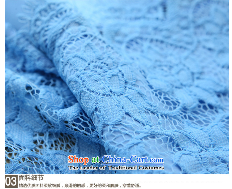 Xl female mm2014 thick Korean new summer thick sister video thin lace stitching short-sleeved T-shirt with round collar blue XXL picture, prices, brand platters! The elections are supplied in the national character of distribution, so action, buy now enjoy more preferential! As soon as possible.