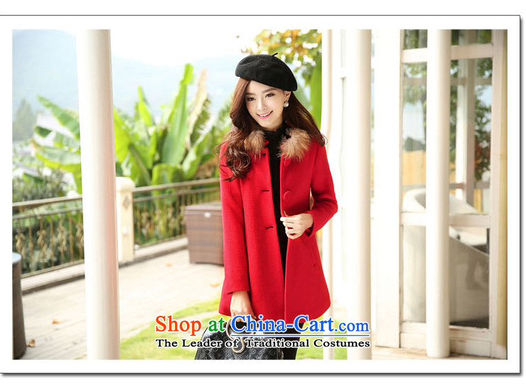 Princess Royal Seal 2015 autumn and winter in the new red long hair female Korean jacket? 