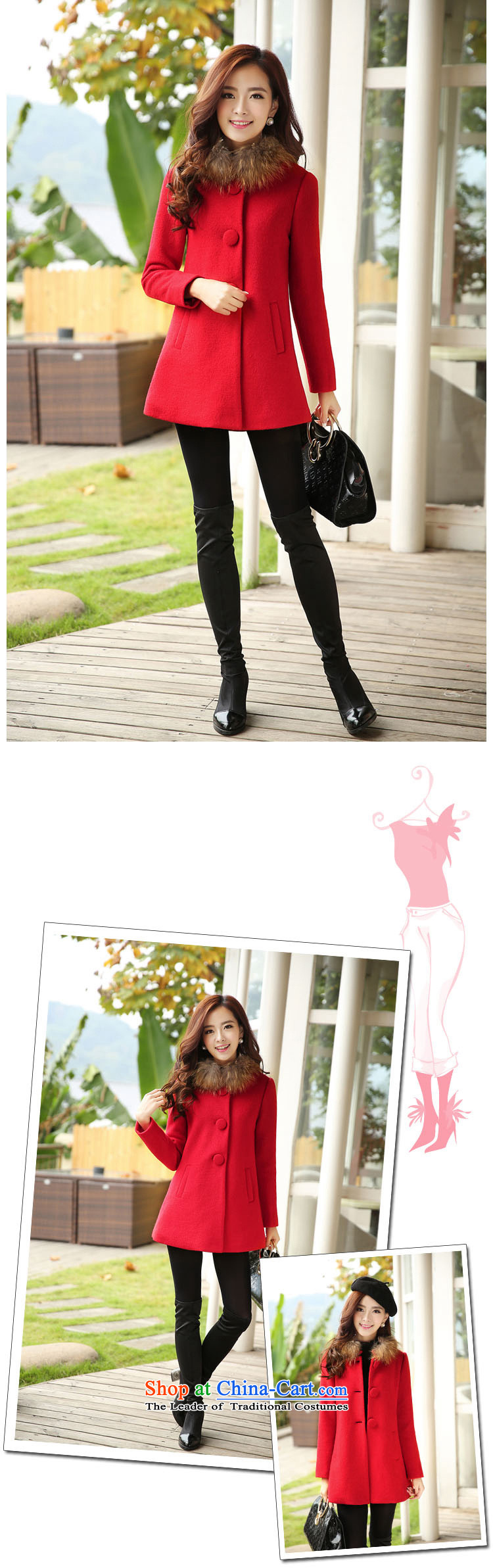 Princess Royal Seal 2015 autumn and winter in the new red long hair female Korean jacket? 