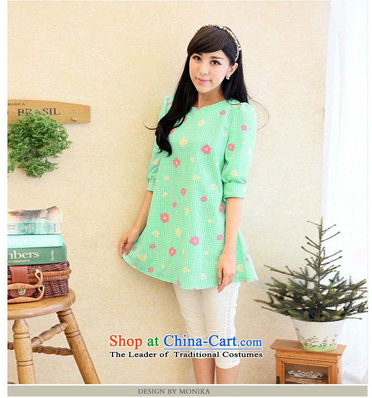 To intensify the thick mm Summer 2014 large female Korean version of the new video thin round-neck collar short-sleeved shirt skirt green Sau San XXL picture, prices, brand platters! The elections are supplied in the national character of distribution, so action, buy now enjoy more preferential! As soon as possible.