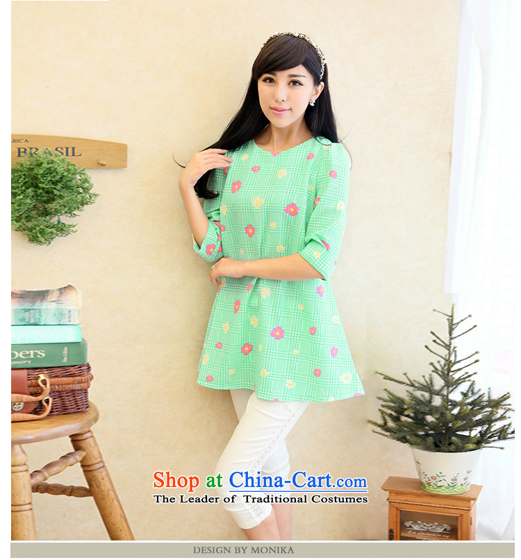 To intensify the thick mm Summer 2014 large female Korean version of the new video thin round-neck collar short-sleeved shirt skirt green Sau San XXL picture, prices, brand platters! The elections are supplied in the national character of distribution, so action, buy now enjoy more preferential! As soon as possible.