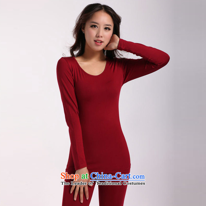 The autumn and winter load Korean xl thick mm female population and lint-free cloth ice thermal underwear shirt pants, forming the Package Kit BourdeauxXL