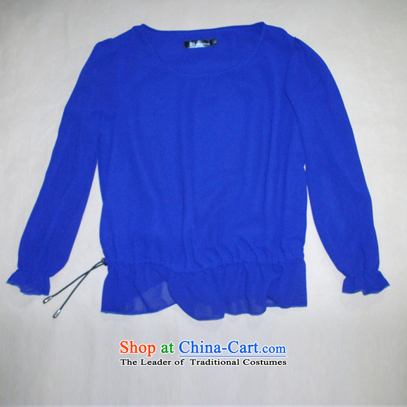 Summer 2015 XL female thick mm loose video thin stylish 7 cuff chiffon dresses two kits blue , L, yet (BIAOSHANG biao) , , , shopping on the Internet