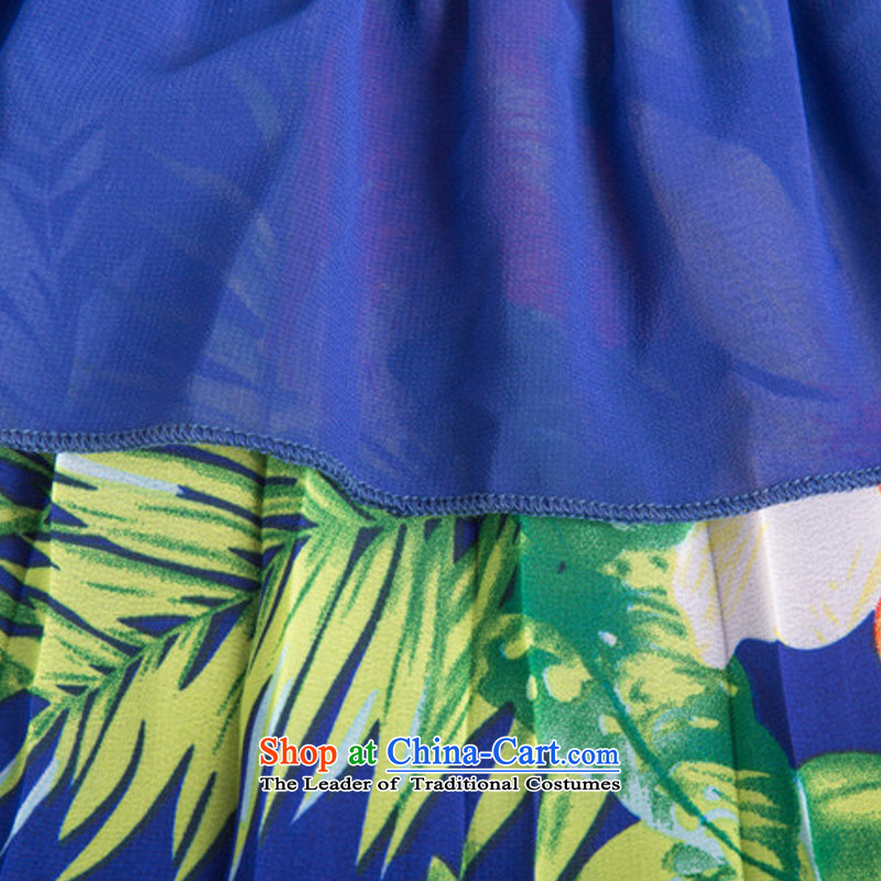 Summer 2015 XL female thick mm loose video thin stylish 7 cuff chiffon dresses two kits blue , L, yet (BIAOSHANG biao) , , , shopping on the Internet