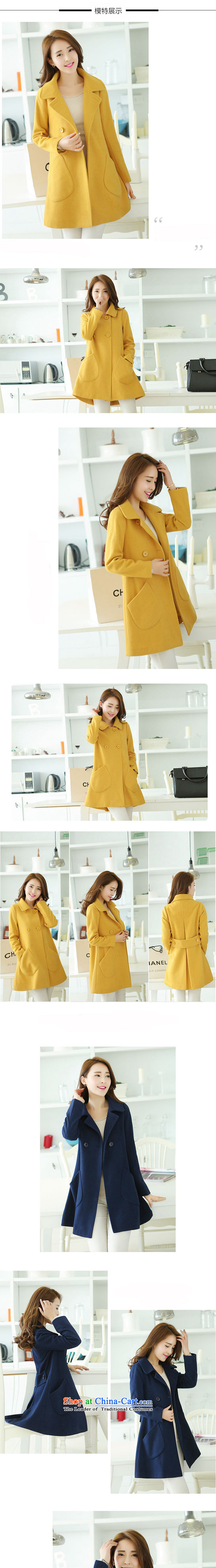 Blues Ya Shi Mao jacket coat women? 2015 autumn and winter Korean cloak a T-shirt, long yellow XXL( lapel recommendations 128-138 catty) Picture, prices, brand platters! The elections are supplied in the national character of distribution, so action, buy now enjoy more preferential! As soon as possible.