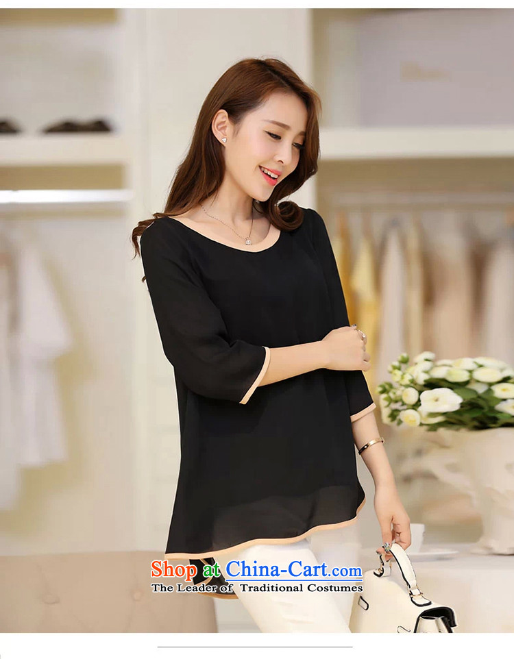 The lymalon2015 lehmann summer new product version of large Korean women's code Sleek and versatile graphics in thin cuff Sau San chiffon shirt T-shirt 1,686 black pictures, prices, 5XL brand platters! The elections are supplied in the national character of distribution, so action, buy now enjoy more preferential! As soon as possible.