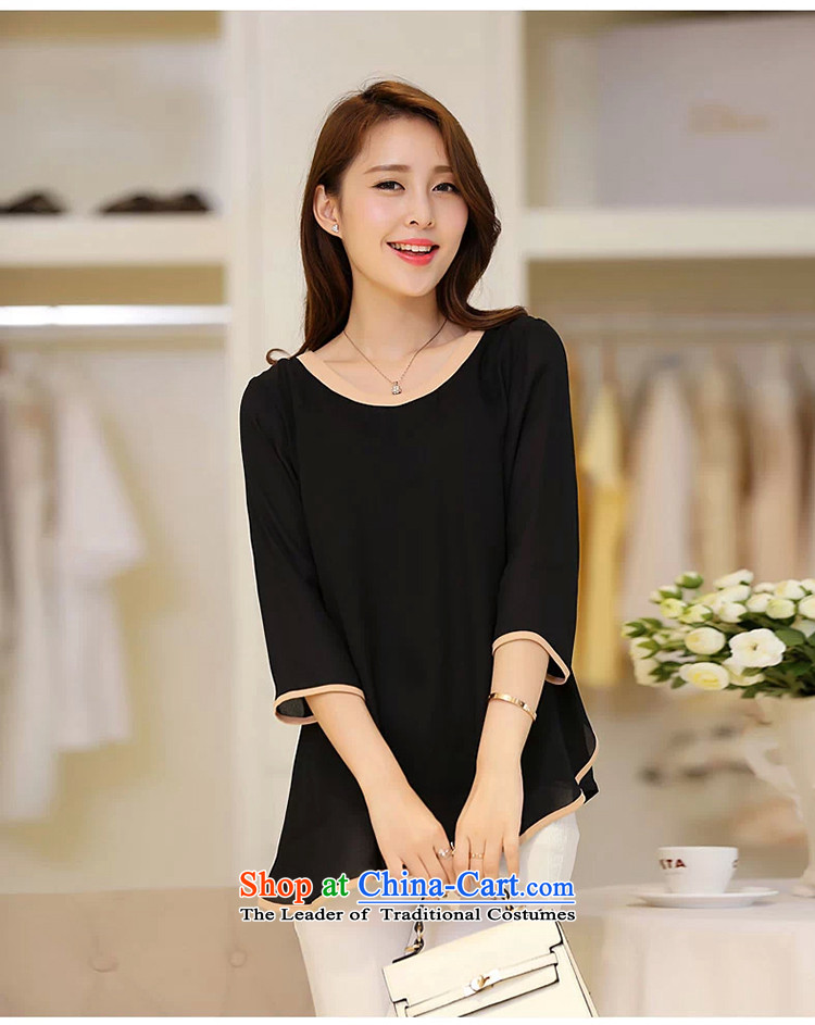 The lymalon2015 lehmann summer new product version of large Korean women's code Sleek and versatile graphics in thin cuff Sau San chiffon shirt T-shirt 1,686 black pictures, prices, 5XL brand platters! The elections are supplied in the national character of distribution, so action, buy now enjoy more preferential! As soon as possible.