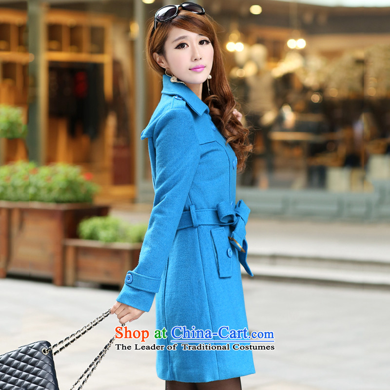 Elizabeth Korean Dream HIV wool coat women so Sau San jacket 2015 Fall/Winter Collections of ladies new graphics in thin long Sau San, double-a wool coat blue xl,aimoonsa,,, shopping on the Internet