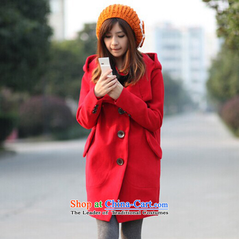  Winter coats women 2015 vc autumn and winter, Korean version of large roll collar larger gross? a jacket in coat Long Hoodie gross overcoats VC88? red XL,VALUOCOW,,, shopping on the Internet