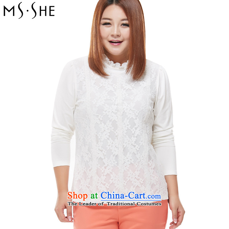 Msshe XL WOMEN FALL 2015 new product version micro thick video won thin lace stitching t-shirt 1-800-567-7542 white 4XL, Susan Carroll, the poetry Yee (MSSHE),,, shopping on the Internet
