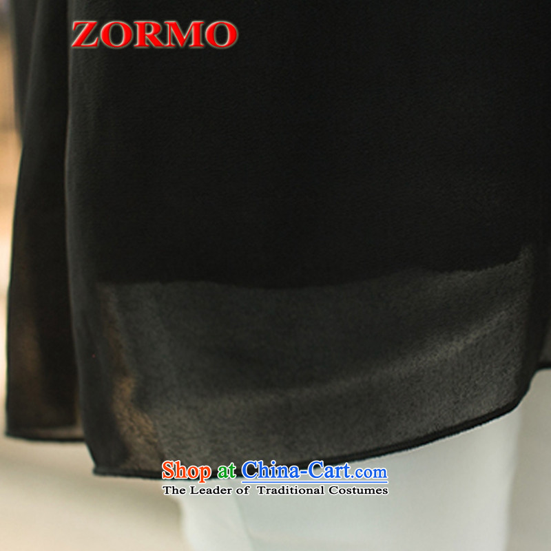  Large ZORMO women fall inside wave point long-sleeved T-shirt thick mm to xl spring and autumn chiffon shirt black XXXL,ZORMO,,, shopping on the Internet