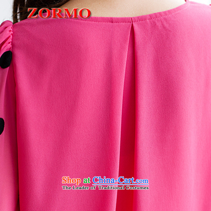Large ZORMO Women 2015 Autumn new replacing dot embroidery to xl spring and autumn chiffon better long-sleeved red XXXXL,ZORMO,,, shopping on the Internet