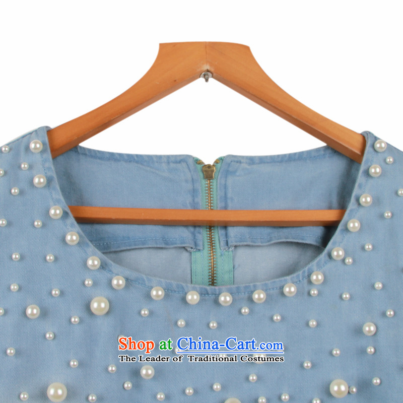 Addiction is larger female thick mm2014 summer new Korean staple pearl video thin denim dress Blue Box 6913 , L, yet addiction shopping on the Internet has been pressed.