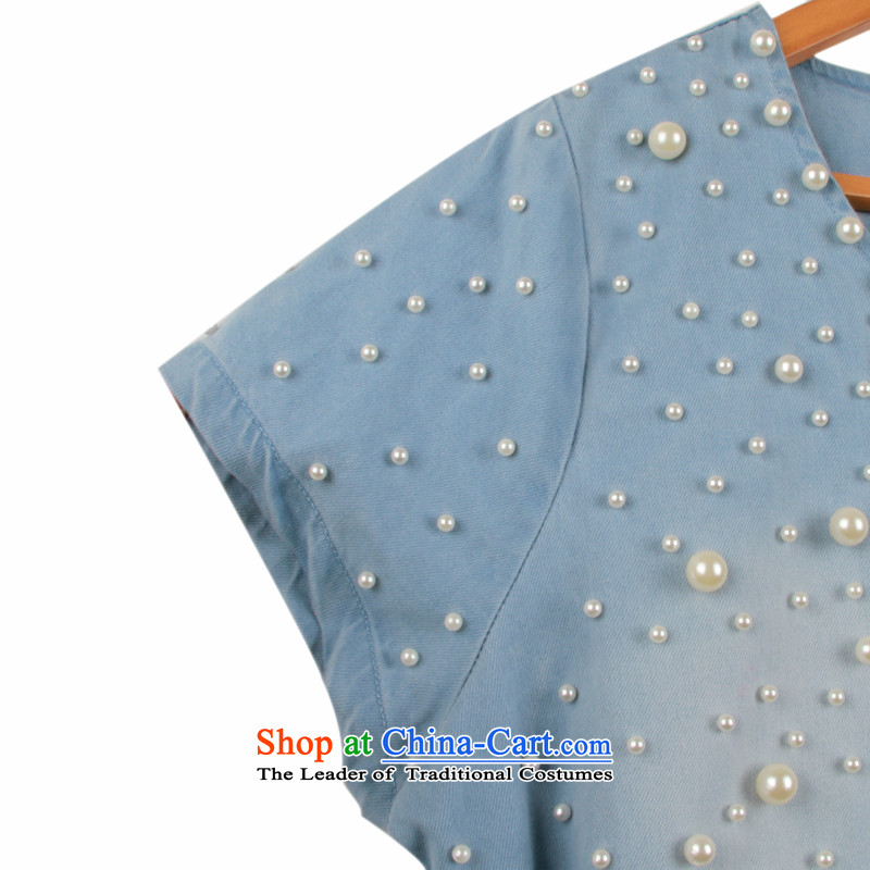 Addiction is larger female thick mm2014 summer new Korean staple pearl video thin denim dress Blue Box 6913 , L, yet addiction shopping on the Internet has been pressed.