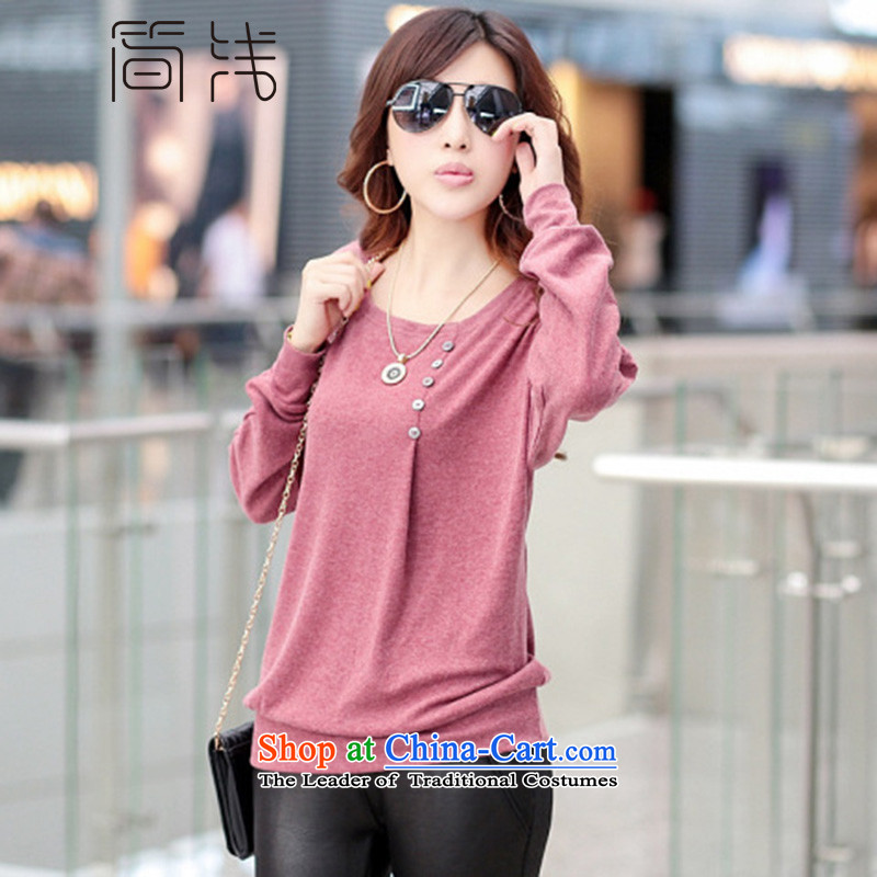 In short light autumn 2015 installed the new Korean version of large numbers of female loose long-sleeved T-shirt with round collar in forming the long sleeved clothes women 8075 Light Gray XL, Jane light , , , shopping on the Internet