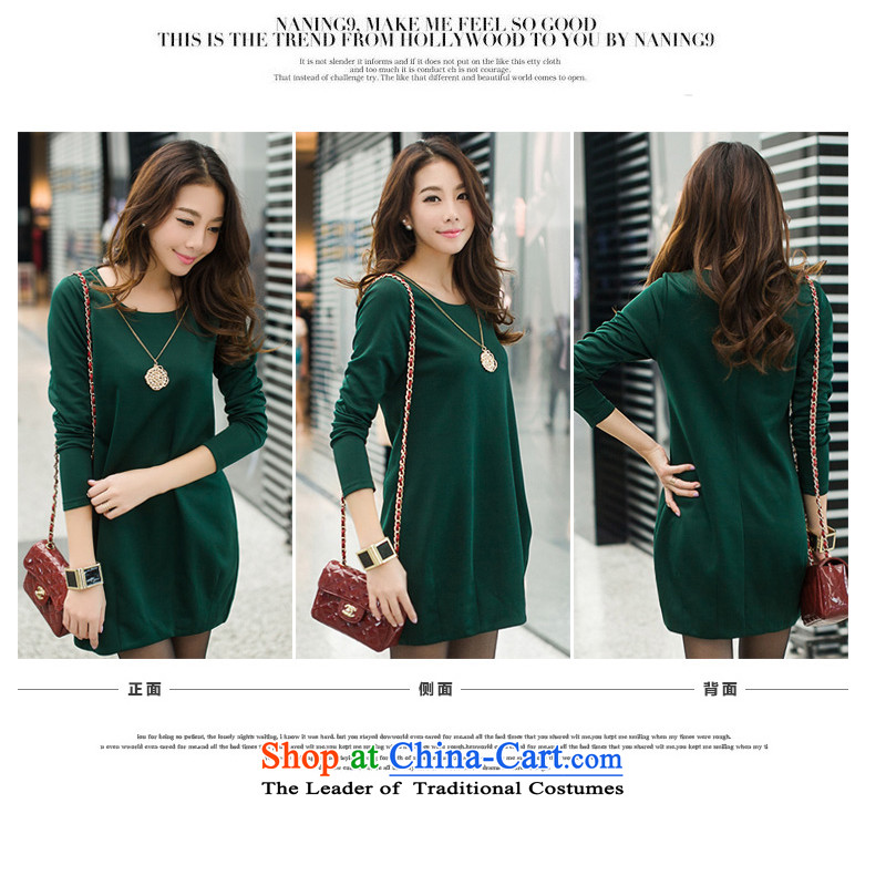 Szili Clinton larger women 2015 Autumn new boxed version Korean dresses thick mm to intensify the video of the thin temperament skirt wear skirts long-sleeved dark green XXXL, Szili (celia dayton , , , shopping on the Internet