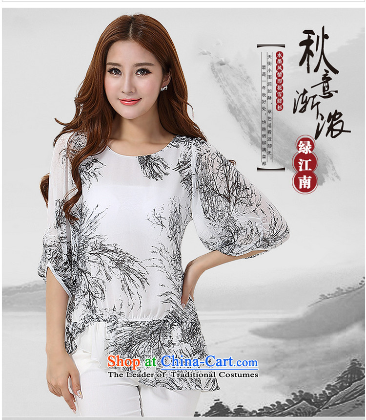 The lymalon lehmann thick, Hin thin fall 2015 Product smart casual dress code ink printing five sub-sleeved chiffon shirt 1112 m White XXL picture, prices, brand platters! The elections are supplied in the national character of distribution, so action, buy now enjoy more preferential! As soon as possible.