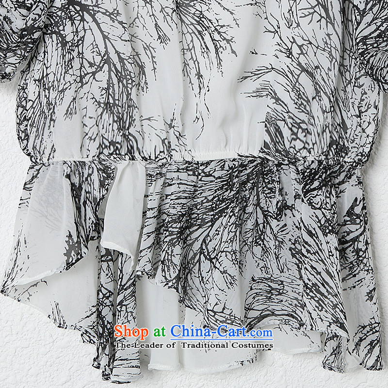 The lymalon lehmann thick, Hin thin fall 2015 Product smart casual dress code ink printing five sub-sleeved chiffon shirt 1112 m White XXL, Lehmann Ronnie (LYMALON) , , , shopping on the Internet