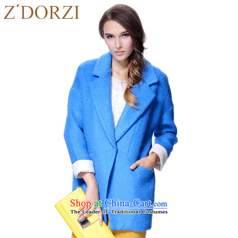 Zdorzi colorful Cheuk-yan pure color retro English-medium-length hair style wind gross 828E106 jacket coat? birds Blue M, colorful (Z'DORZI Cheuk-yan) , , , shopping on the Internet