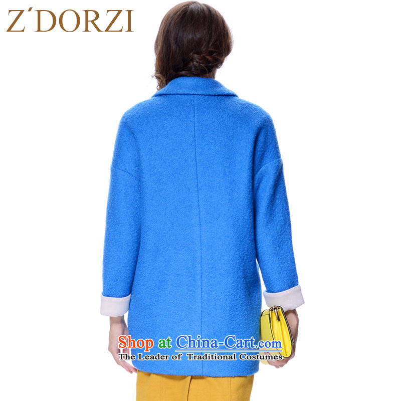 Zdorzi colorful Cheuk-yan pure color retro English-medium-length hair style wind gross 828E106 jacket coat? birds Blue M, colorful (Z'DORZI Cheuk-yan) , , , shopping on the Internet