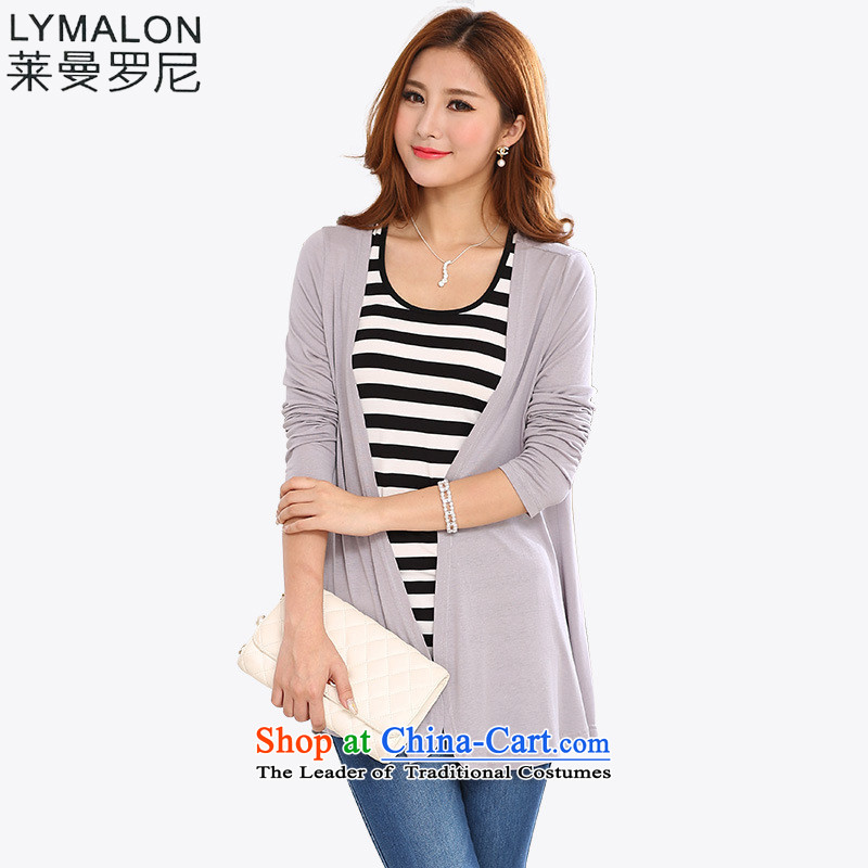 The lymalon lehmann thick, Hin thin autumn 2015 new product version of large numbers of female Korean decorated in temperament candy color knitting cardigan grayXXXL 1121