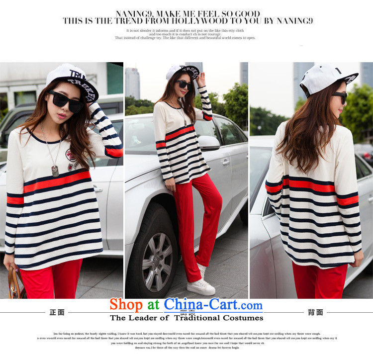 Morning to 2015 autumn and winter new Korean Edition to increase the number of women with thick mm round collar Sports sweater leisure wears stylish knocked stripe kit two royal blue 4XL recommendations 160-180 catty picture, prices, brand platters! The elections are supplied in the national character of distribution, so action, buy now enjoy more preferential! As soon as possible.